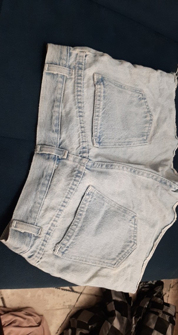 Gri Kadın Denim Mini Şort - Görsel 3