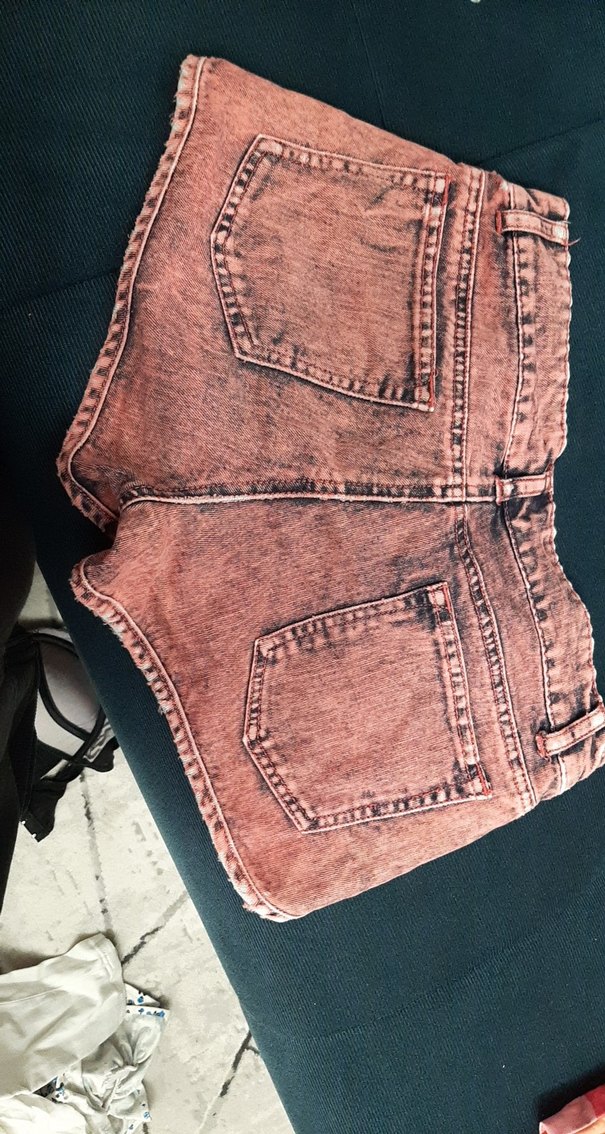 Kadın Pembe  Mini Batik Denim Şort - Görsel 3