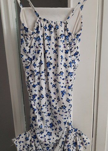 Mavi Çiçek Desenli Mini Elbise - Görsel 2