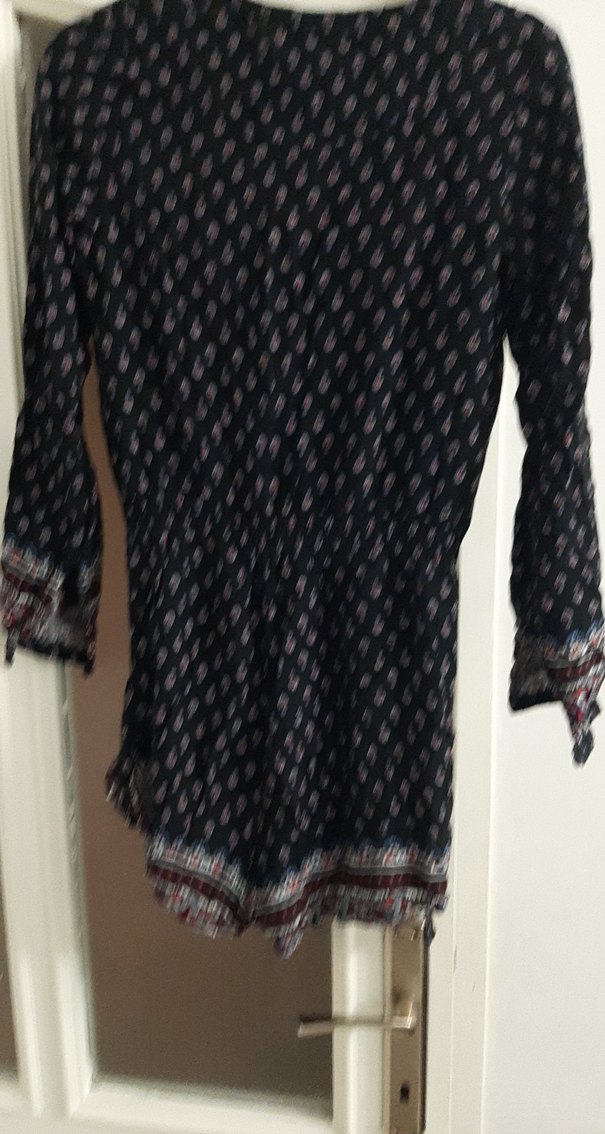 Bohem Siyah Düğmli kısa tulum - Görsel 5