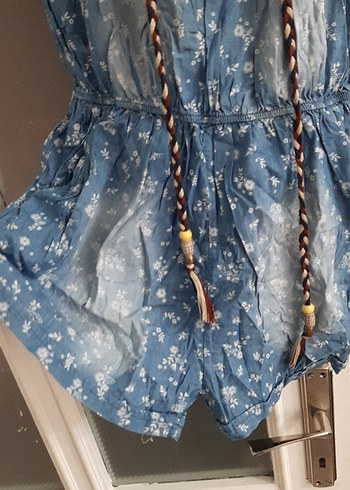 Kızlar için Batik Desenli Kot Tulum - Görsel 2