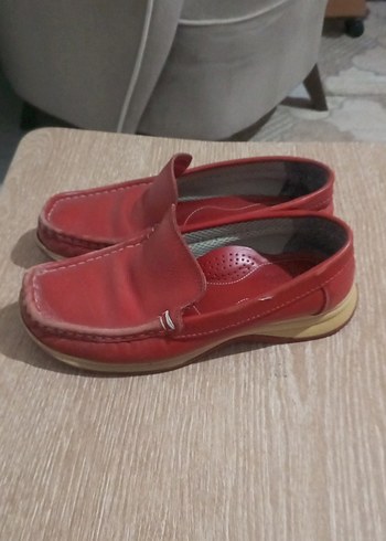 Klasik Erkek Çocuk Kırmızı Deri Loafer - Görsel 2