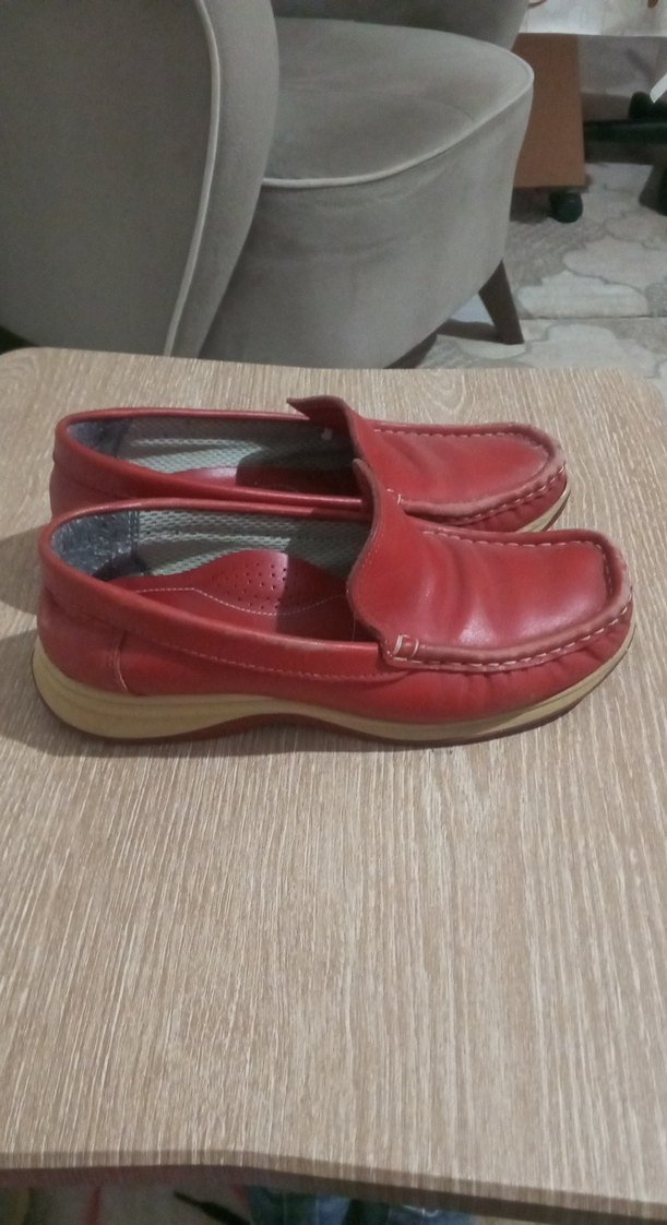 Klasik Erkek Çocuk Kırmızı Deri Loafer - Görsel 3