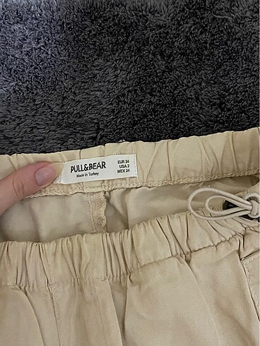 34 Beden Pull bear paraşüt pantolon bej