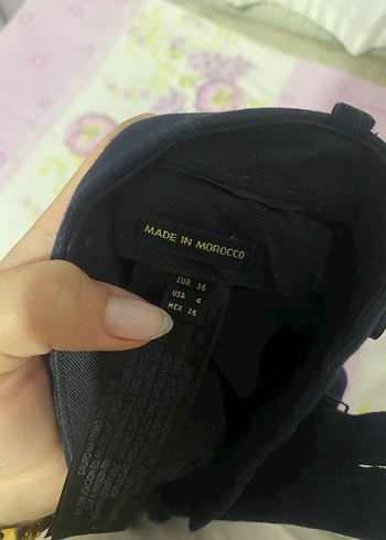 Zara Kadın koyu mavi lacivert çizgili Kumaş Pantolon