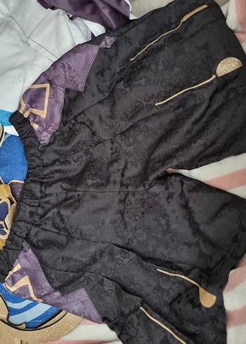 Mor Desenli Gotik Midi Kadın Pantolon