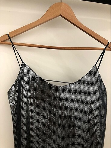 Zara Zara Askılı Gri Elbise