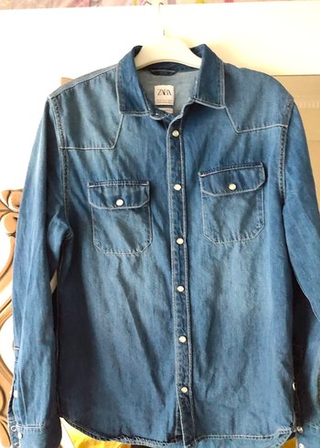 m Beden mavi Renk Mavi Denim Düğmeli Erkek Gömlek