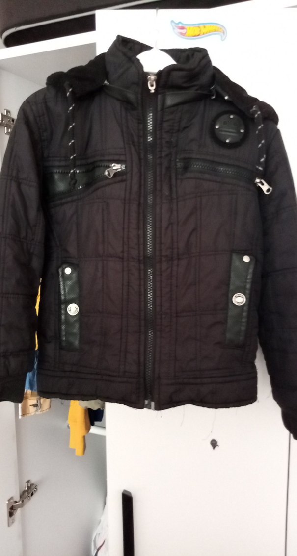 Erkek Çocuk Siyah Fermuarlı Street Wear Mont - Görsel 4