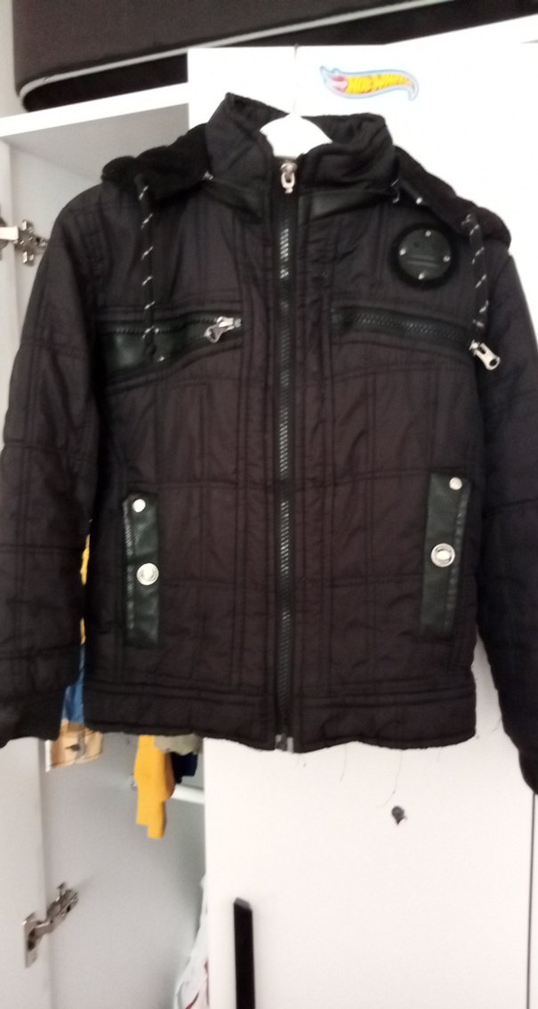 Erkek Çocuk Siyah Fermuarlı Street Wear Mont - Görsel 2