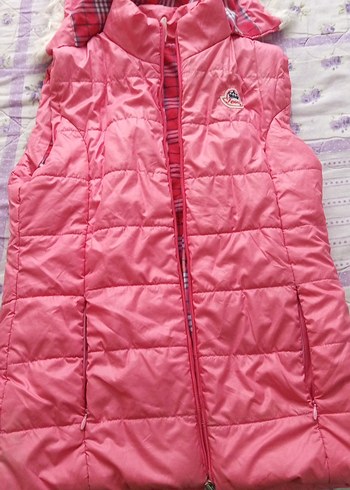 Kız Çocuk Pembe Fermuarlı Yelek - Görsel 5