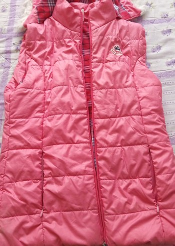 Kız Çocuk Pembe Fermuarlı Yelek - Görsel 4