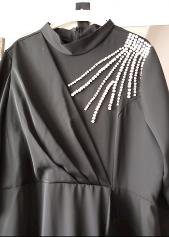 50 Beden Uzun Siyah Drapeli Gotik Elbise