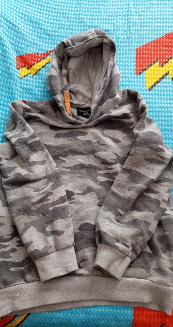 Erkek  çocuk Kamuflaj Gri Kapüşonlu Sweatshirt - Görsel 4