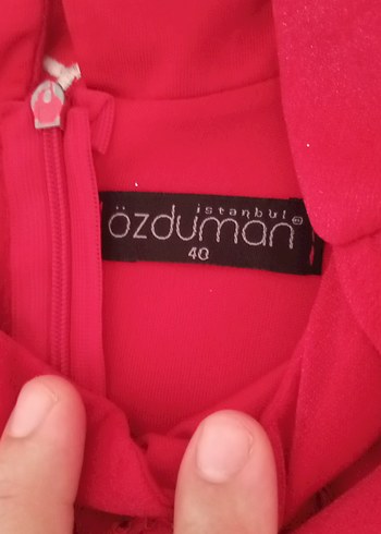 40 Beden Kırmızı Uzun Bohem Fırfırlı Elbise