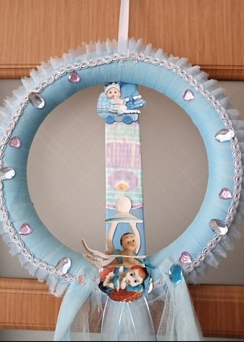 Beden Mavi Pastel Kapı Süsü Bebek Temalı