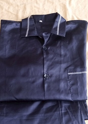 lacivert uzun  Kollu erkek   Pijama Takımı - Görsel 4