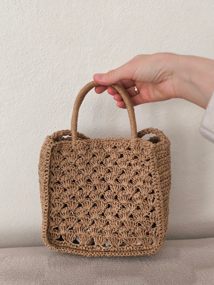 Kese kağıdı rengi Örgü Kadın Çanta - Görsel 2