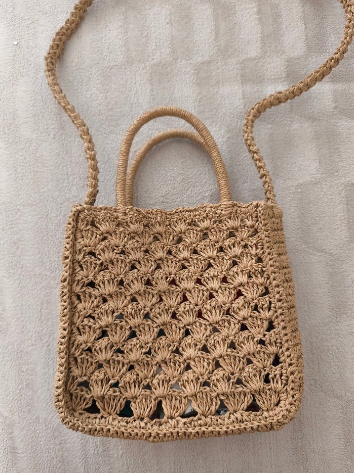 Kese kağıdı rengi Örgü Kadın Çanta - Görsel 3
