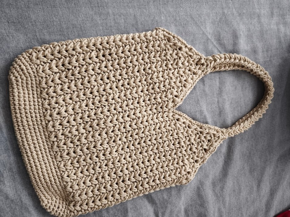 Bej Örgü Kadın Çanta - Görsel 4