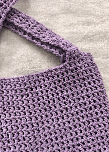 Mor Dantelli Örgü Kadın Çanta - Görsel 2