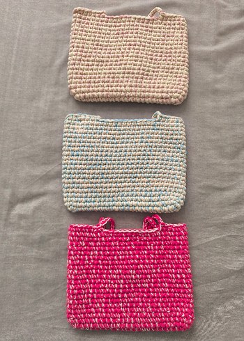 Örgü Kadın Çanta Mavi-ekru - Görsel 2