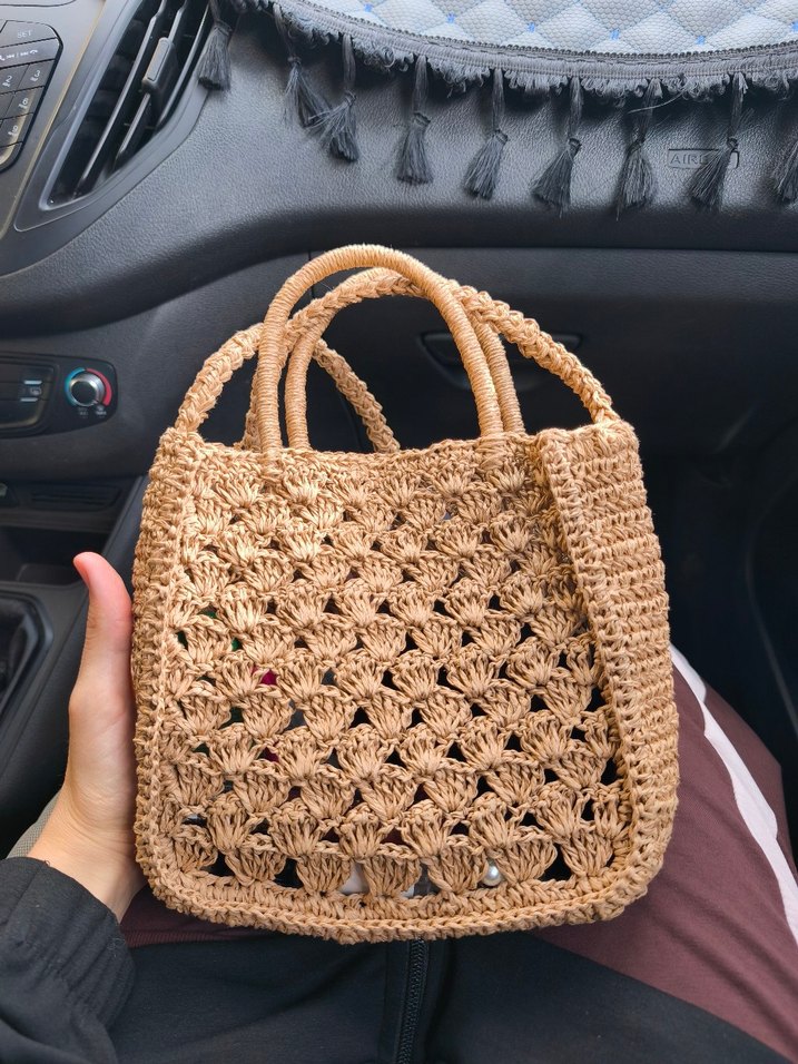 Kahverengi Örgü Kadın Çanta - Görsel 2