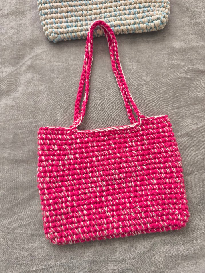 Pembe Örgü Kadın Çanta - Görsel 2