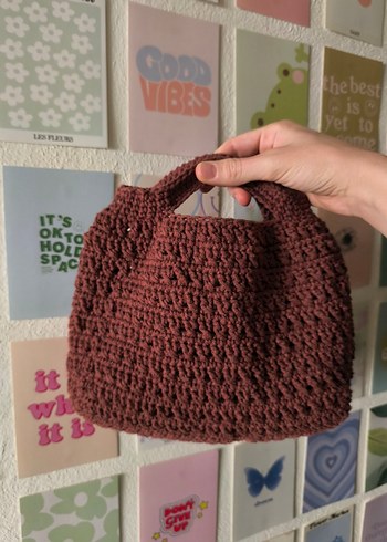 Kahverengi Örgü Kadın Çanta - Görsel 3