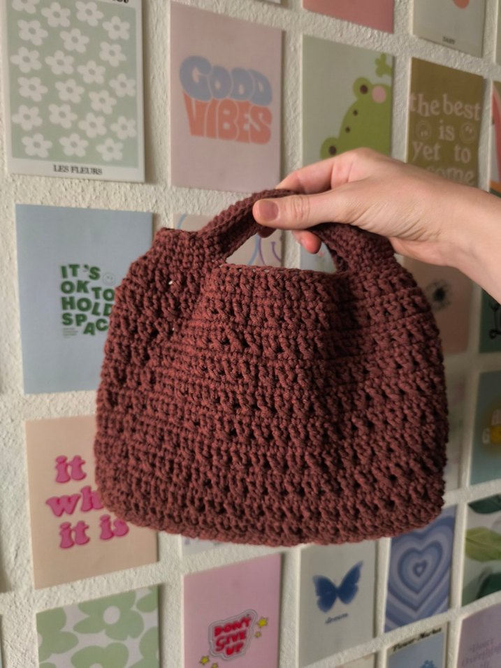 Kahverengi Örgü Kadın Çanta - Görsel 3