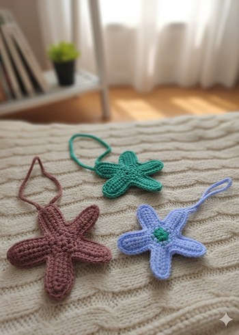 Çiçek Desenli Örgü Çanta charmı - Görsel 2