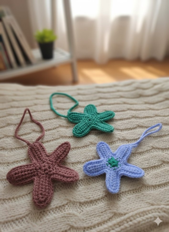 Çiçek Desenli Örgü Çanta charmı - Görsel 2