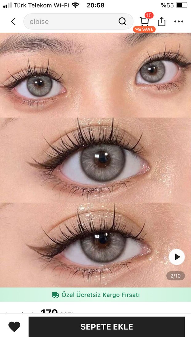 Gri Renkli Kontakt Lens - Görsel 2