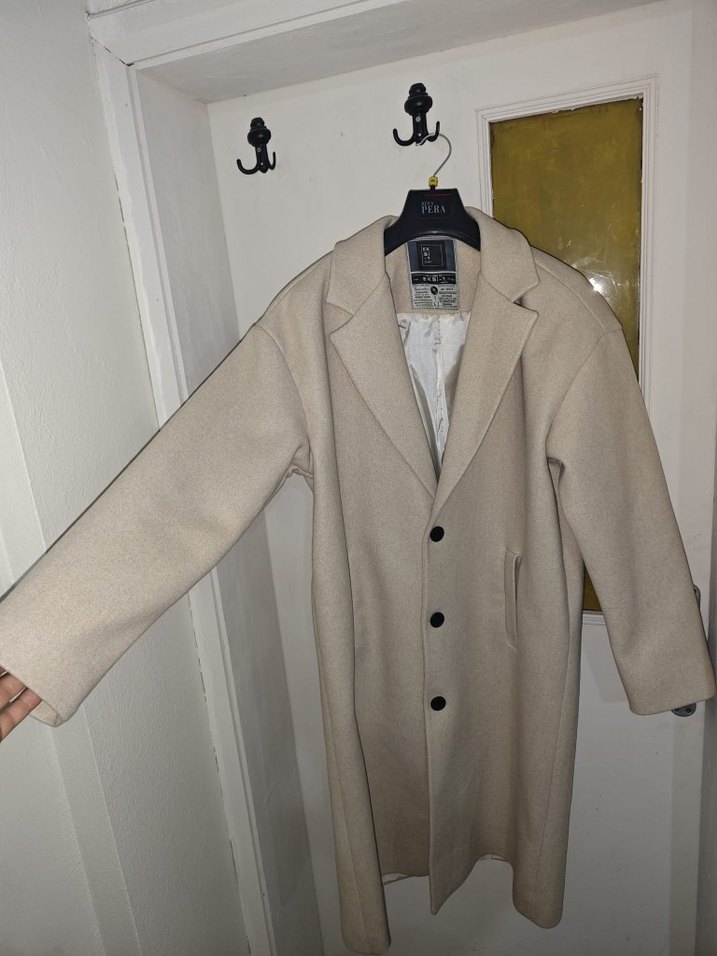 Bej Erkek Midi Düğmeli Kaban - Görsel 4