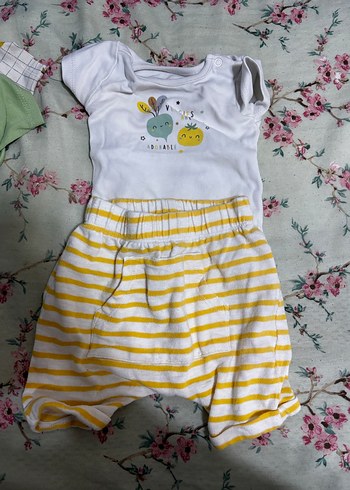Sarı Çizgili Bebek Erkek Kısa Kollu Takım - Görsel 2