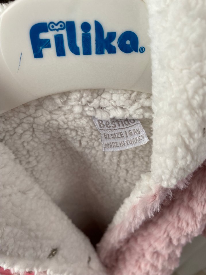 Kız Bebek Kapüşonlu Pembe Kürklü Tulumu - Görsel 5