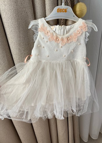 Beyaz Dantelli Kız bebek Elbisesi - Görsel 3