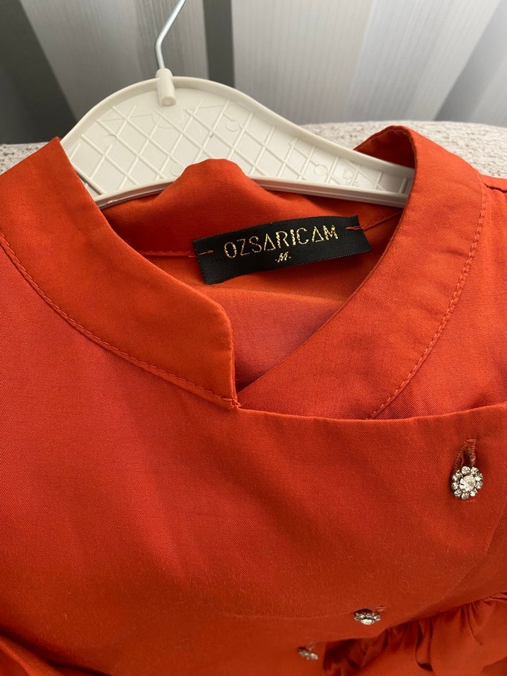 Kiremit fırfır detaylı gömlek - Görsel 5