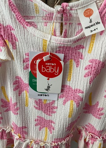 Koton Kız Çocuk Pembe Fırfırlı Bohem Elbise - Görsel 4