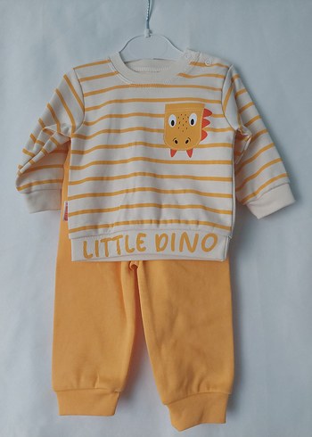 Sarı Uzun Kollu Erkek Bebek Dinozor Takım