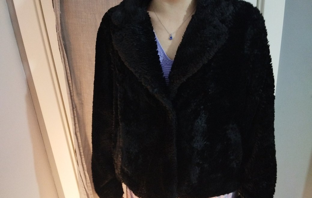 Siyah Peluş Midi Kadın Kürk Ceket - Görsel 3