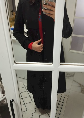 Siyah Midi Kadın Ofis Kabanı - Görsel 2