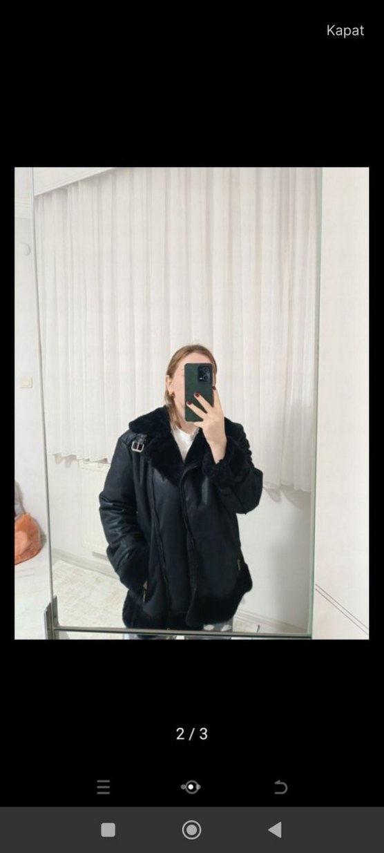 Siyah Kadın Deri Biker Ceket - Görsel 3