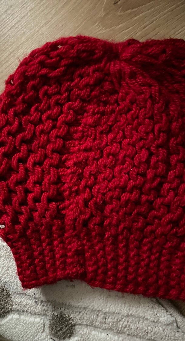 Kadın Kırmızı Örgü Bohem Bere - Görsel 2