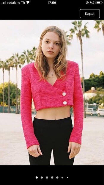 Zara zara pembe fuşya crop kısa ceket