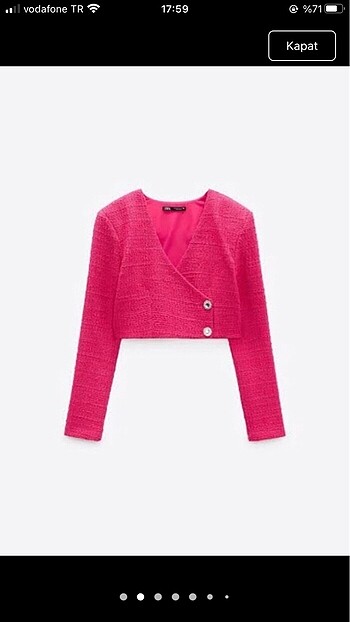 34 Beden zara pembe fuşya crop kısa ceket