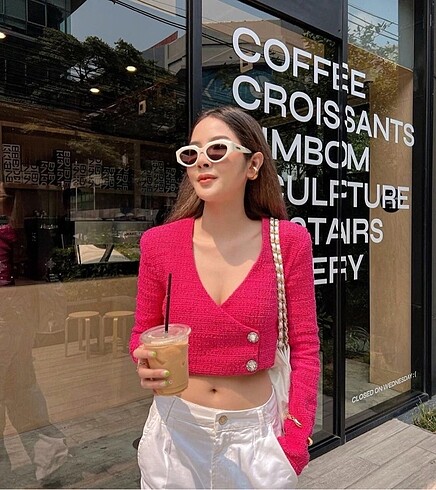 zara pembe fuşya crop kısa ceket