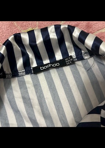 saten çizgili pijama takımı - Görsel 3