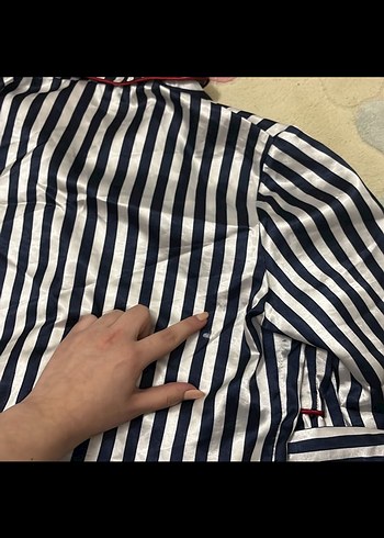 saten çizgili pijama takımı - Görsel 4