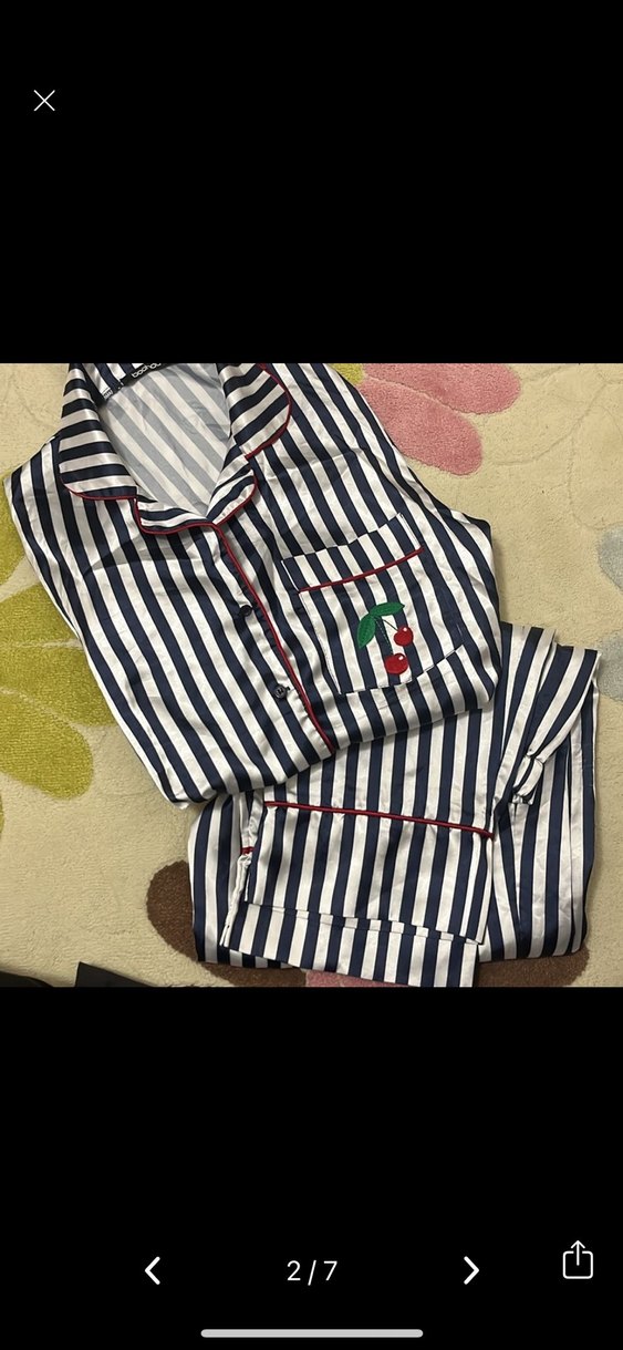 saten çizgili pijama takımı - Görsel 2